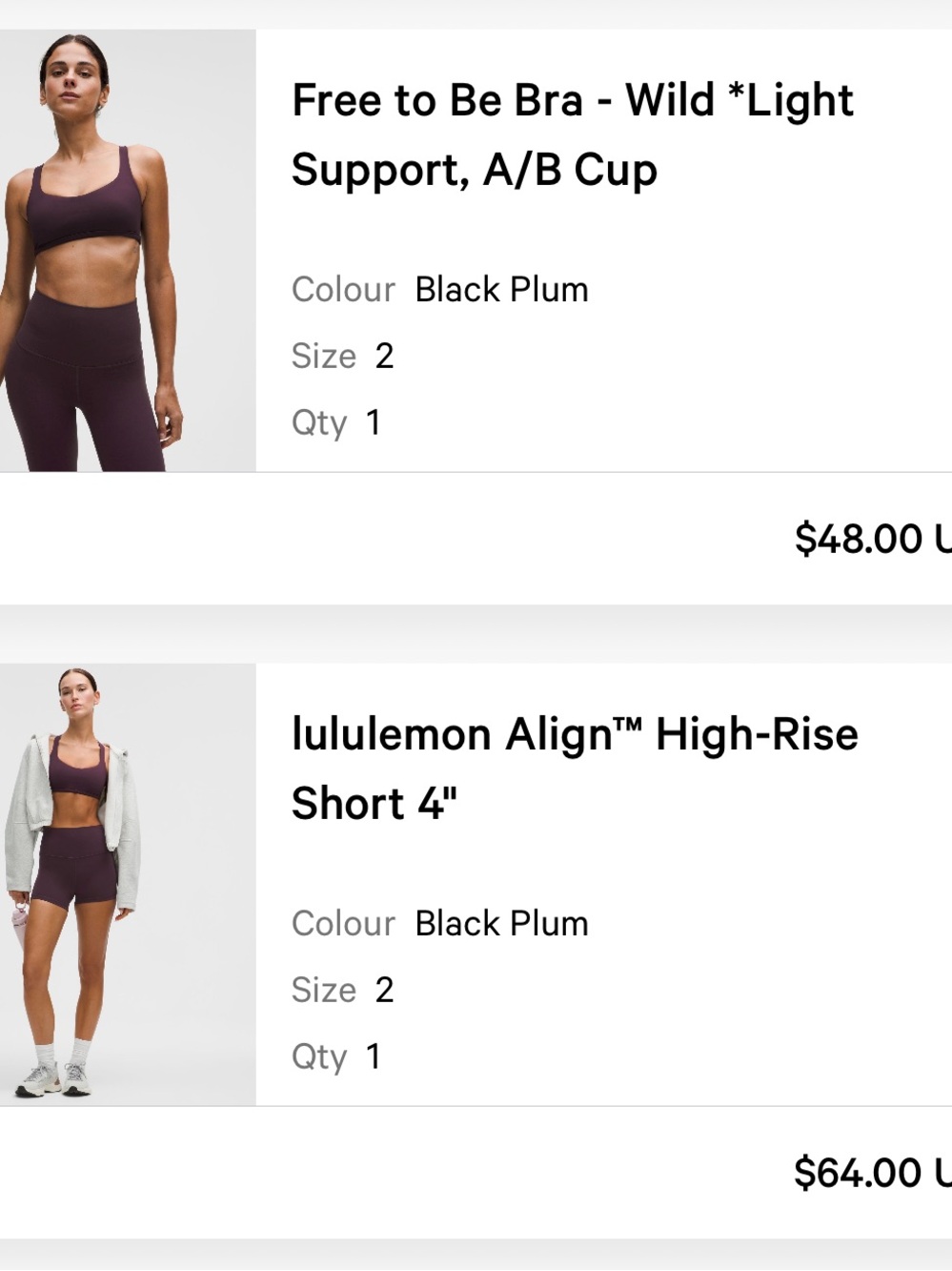 Plum lululemon athletica Black Strappy Sports Bra and High-Waist Shorts Set - Picture 5 of 5